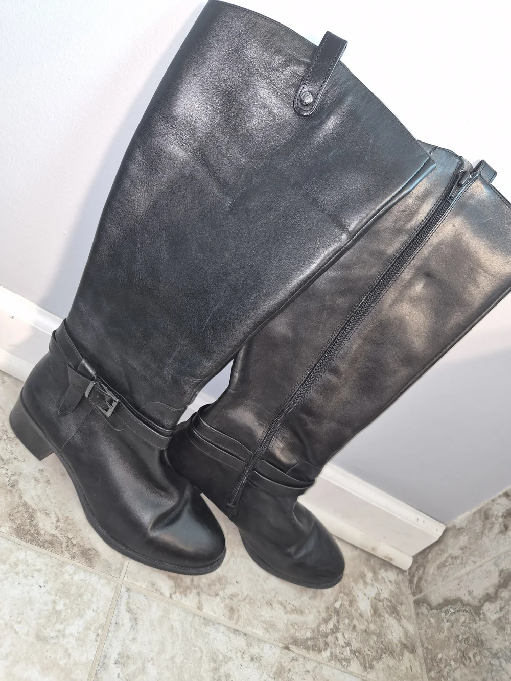 Alex Marie Classic Black Leather Knee-High Boots - Women's
